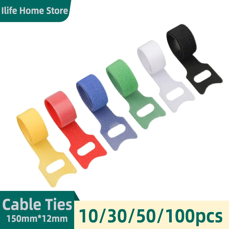 

10/30/50/100pcs Releasable Reusable Cable Ties Slipknot Colored Cable Organizer Nylon Loop Wrap Zip Bundle Ties T-type