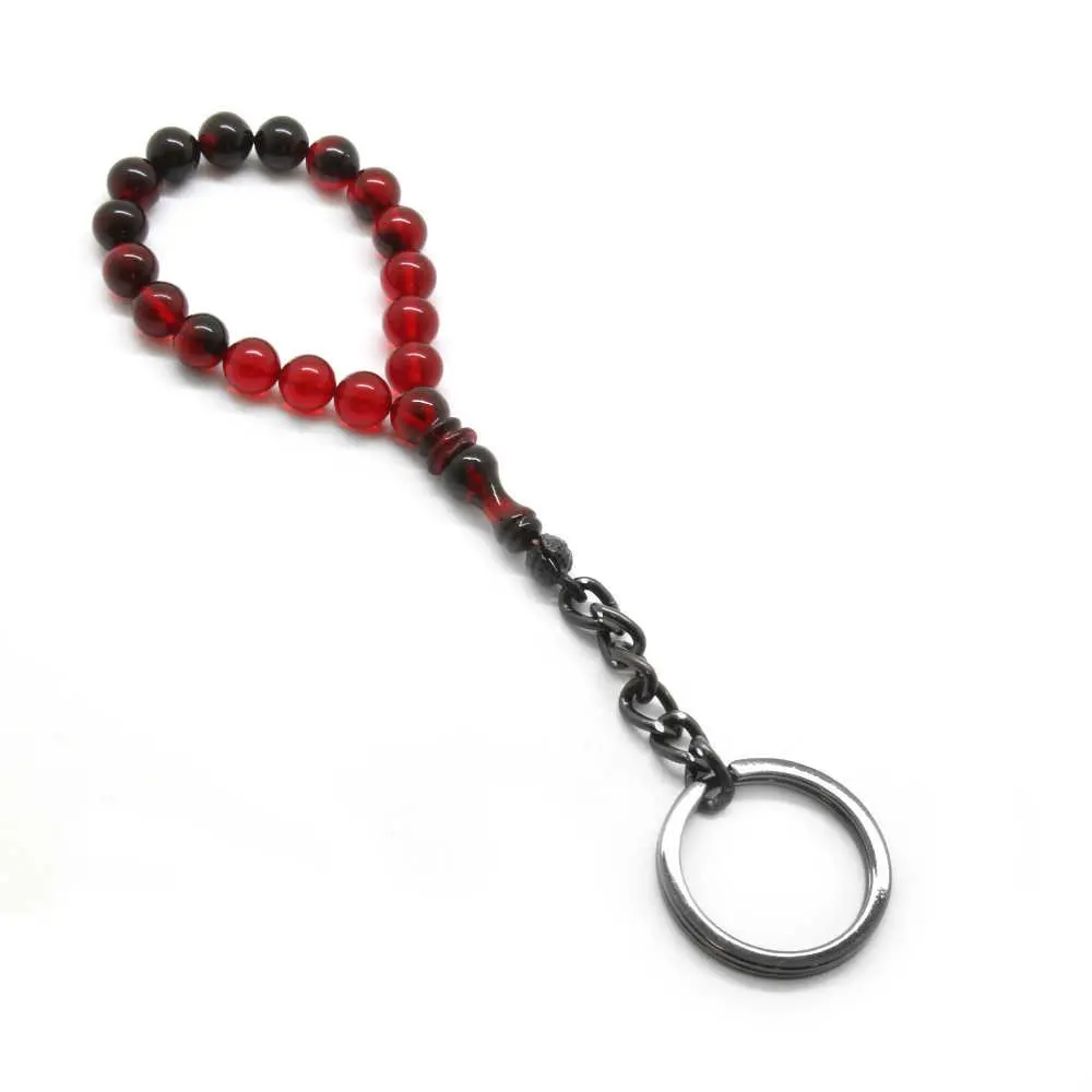 

Cottage Red Amber Squeezing-steel Kombinli Rosary Keychain