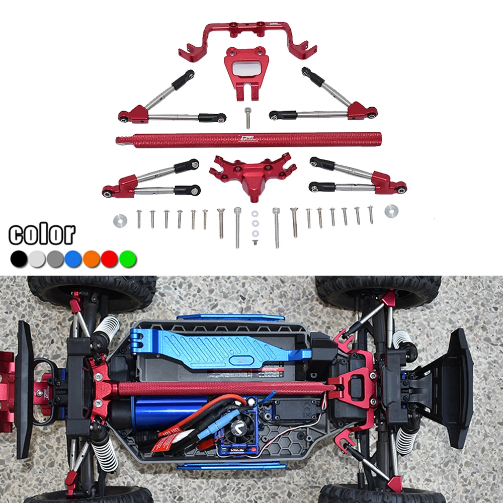 Металлическая передняя и задняя анти-роликовая тяга с стабилизатором + Центральная поддерживающая тяга рама 9041 для Traxxas 1/10 Hoss 4X4 VXL 3S 90076-4