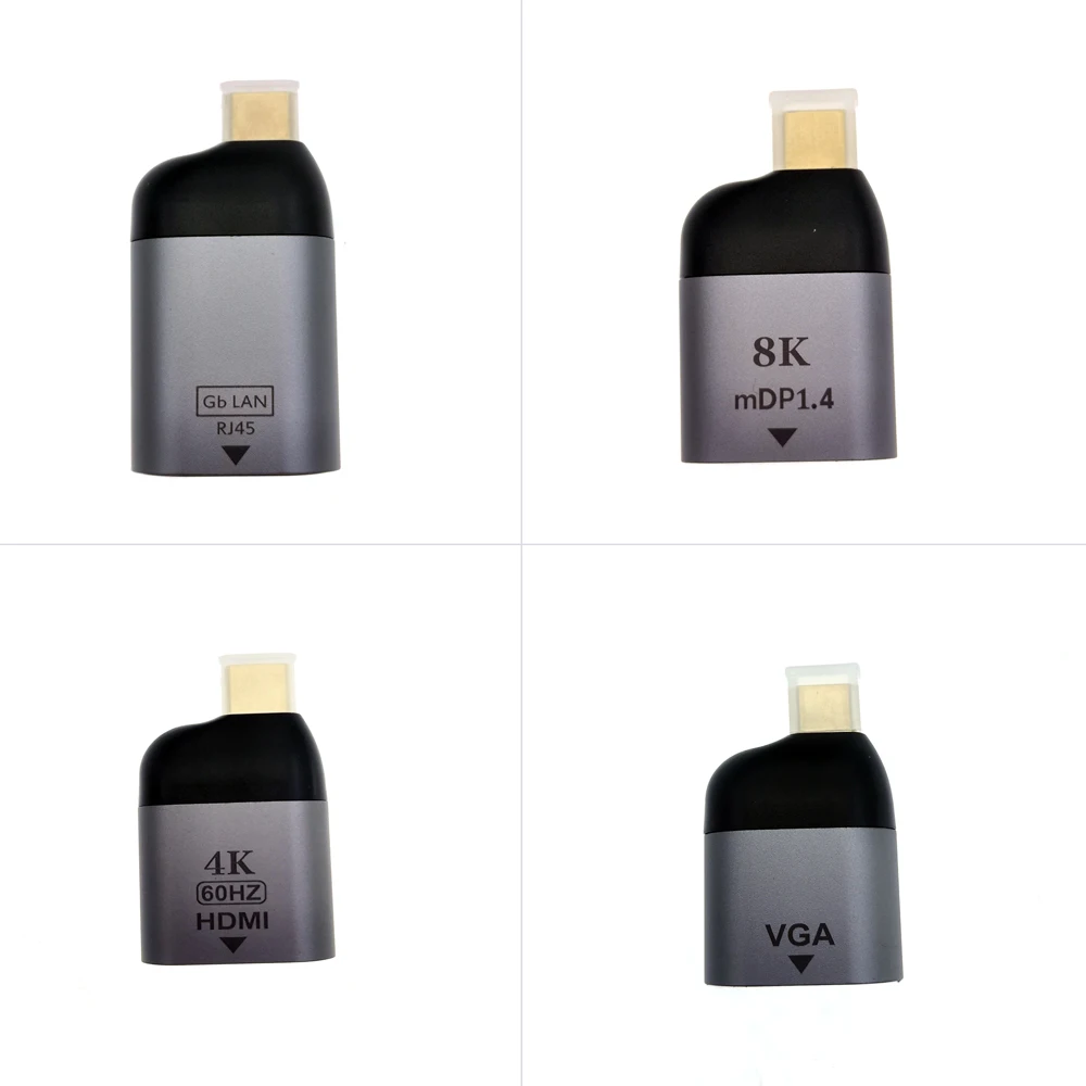 Переходник с Type-C на Hdmi/Vga/DP/Gb/mDP Для проекционного экрана, совместимый с кабелем, ТВ-дисплей для ПК Macbook Iaptop 4K 60 Гц на HD преобразователь