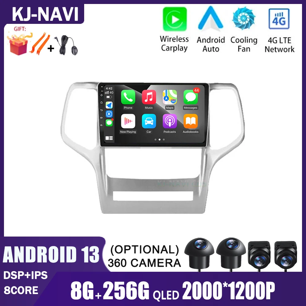 

9 дюймов Android 13 авто для Jeep Grand Cherokee WK2 2008-2013 автомобильное радио мультимедийный стерео плеер WiFi GPS навигация без DVD