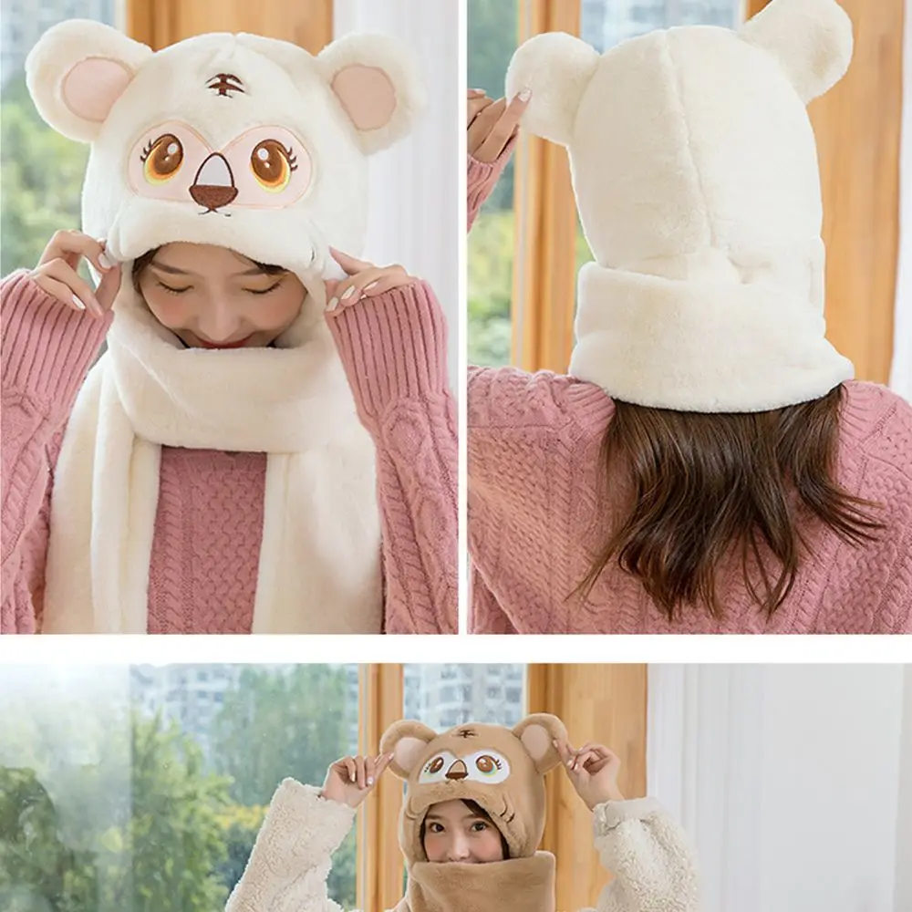 

Lovely Thicken All-in-one Plush Tiger Ears Cycling Hat Winter Hats Warm Hats