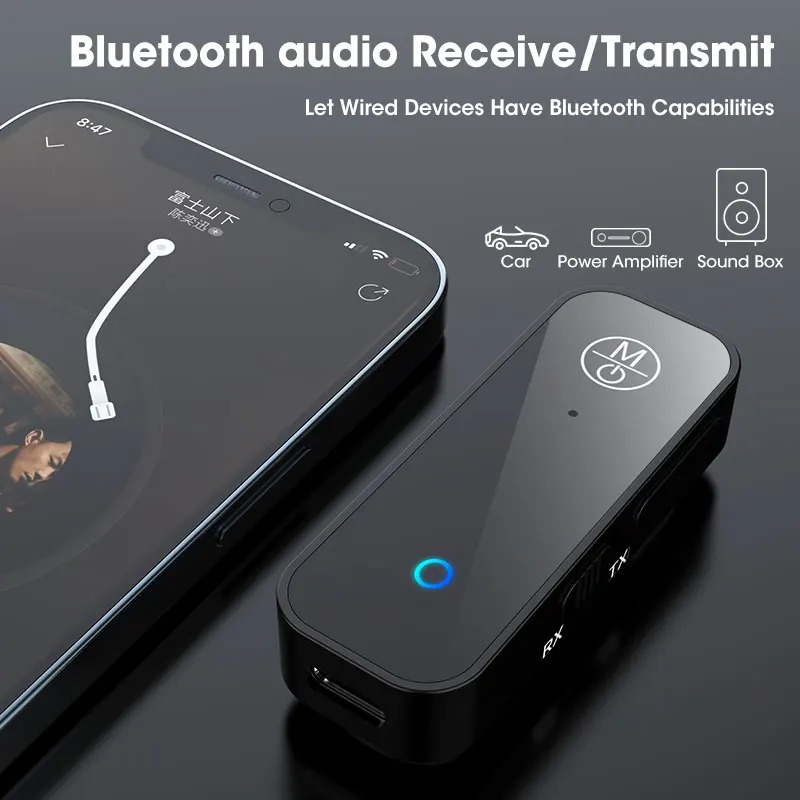 Bluetooth 5.1 Audio Transmitter Receiver 3.5mm Jack HiFi Music Wireless Adapter Handsfree Car Kit For TV Headphone Speaker |