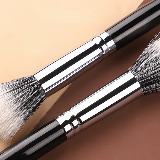 

Double-layer Flat Point Color Brush Wool Copper Tube Blush Brush Makeup Wooden Handle Beauty Tools Makeup Brush