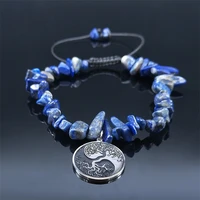 yinyang gossip tree of life stainless steel pendant bracelets woman lapis lazuli natural stone bracelet jewelry llavero b1797s04