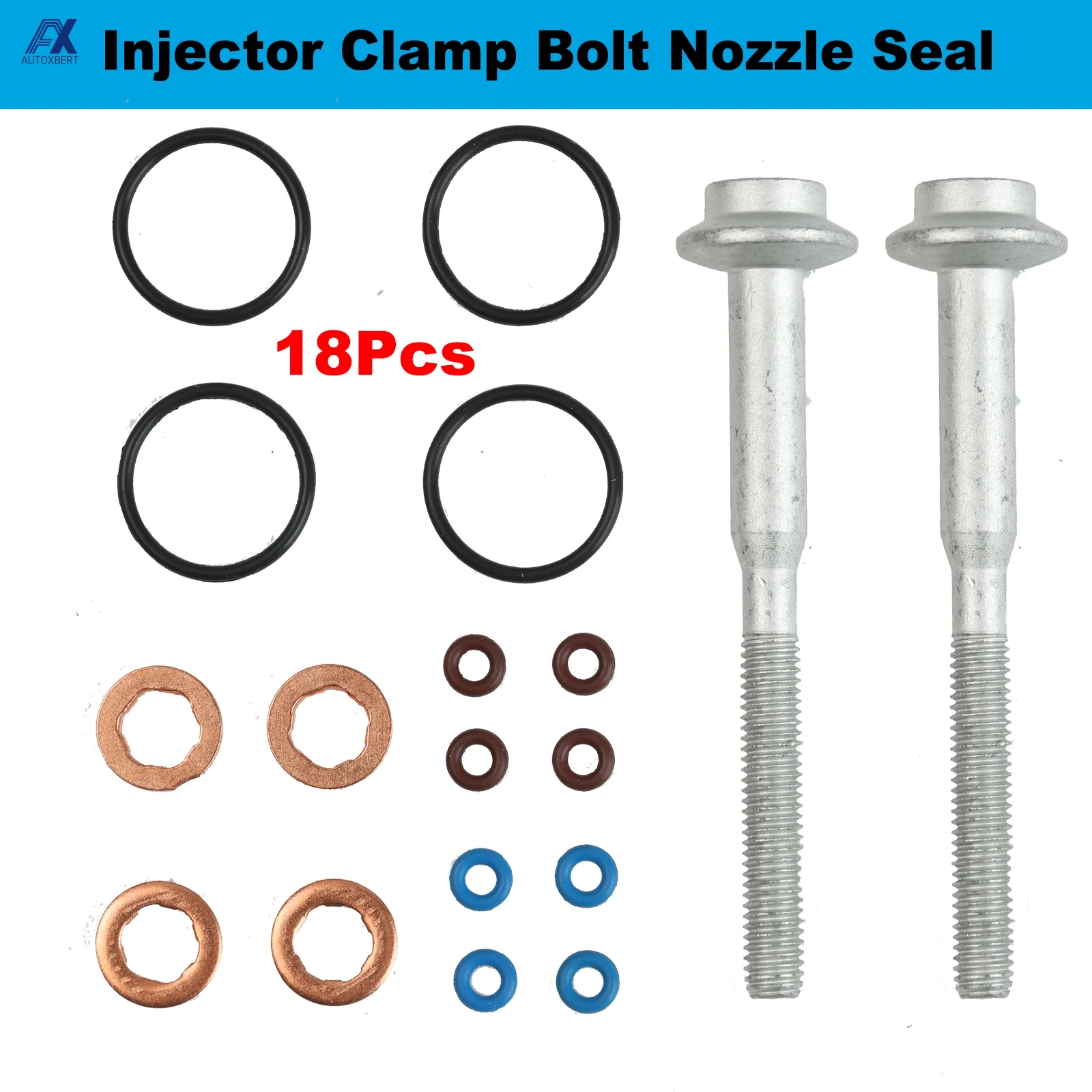 

18x Ремкомплект топливной форсунки 03L130277B A2C59513554 883.670 WHT003187 Комплект уплотнений и болта форсунки для VW AUDI Skoda