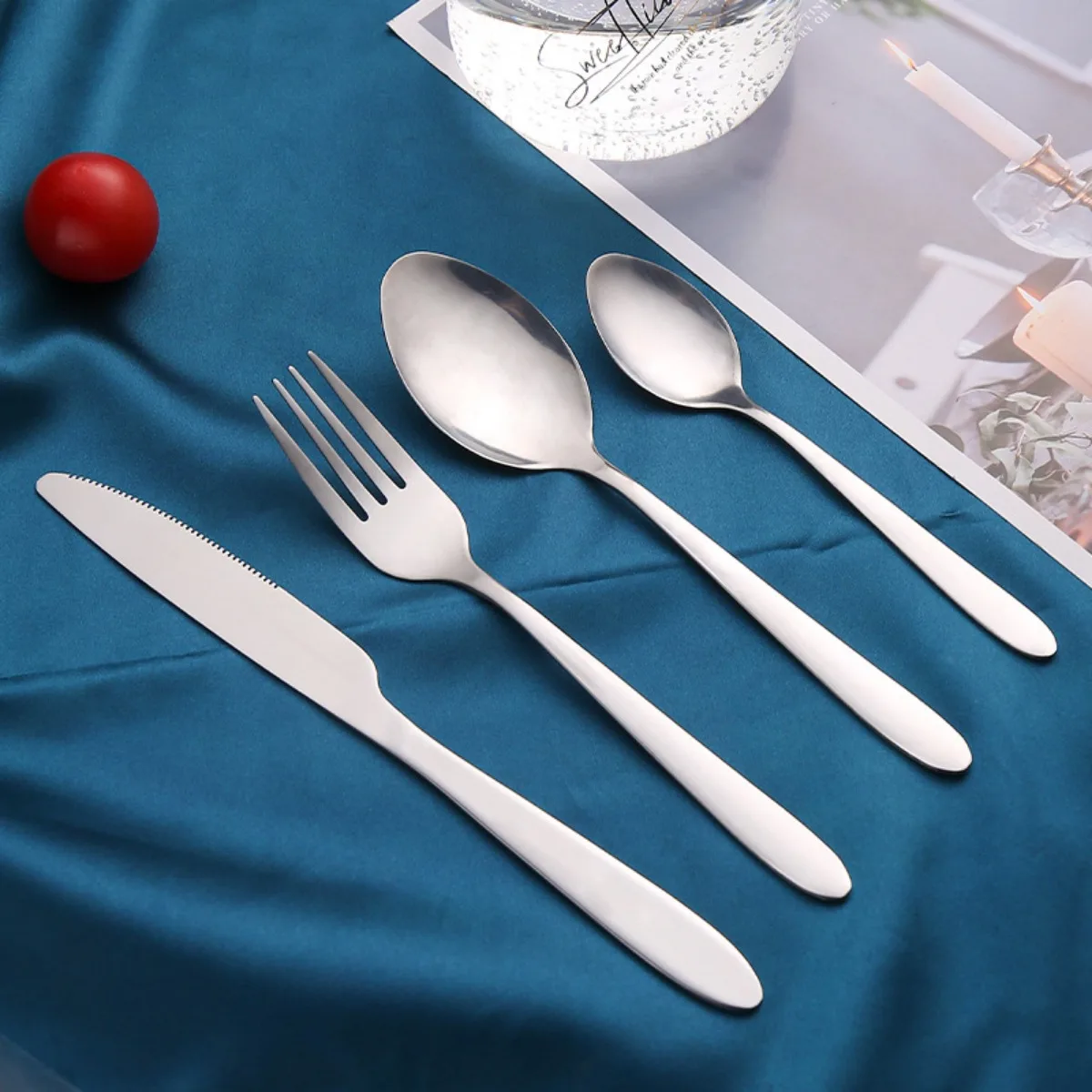

Простой и практичный набор столовой посуды из нержавеющей стали вилка ложка чайная ложка нож столовая посуда для свадьбы вечеринки дома