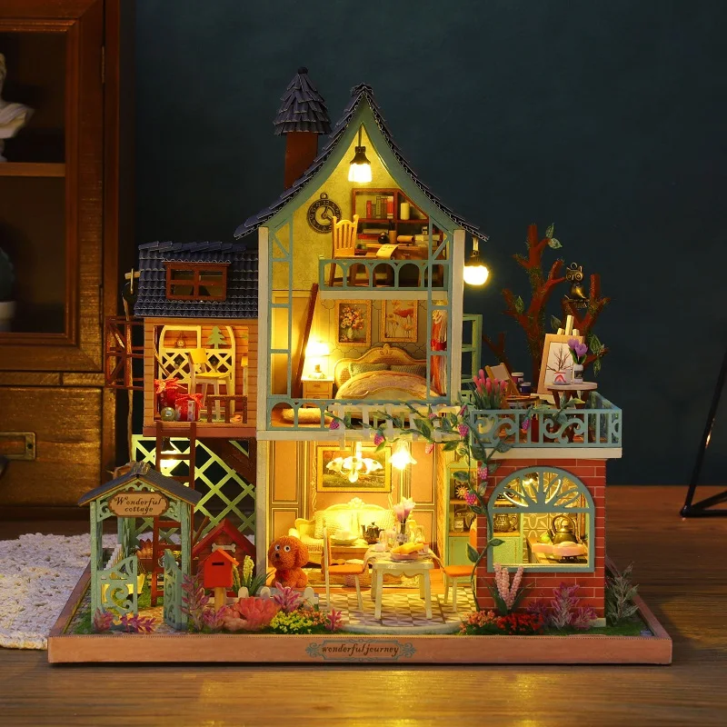 cutebee diy dollhouse wooden doll houses miniature doll house furniture kit casa music led toys for children birthday gift k18 free global shipping