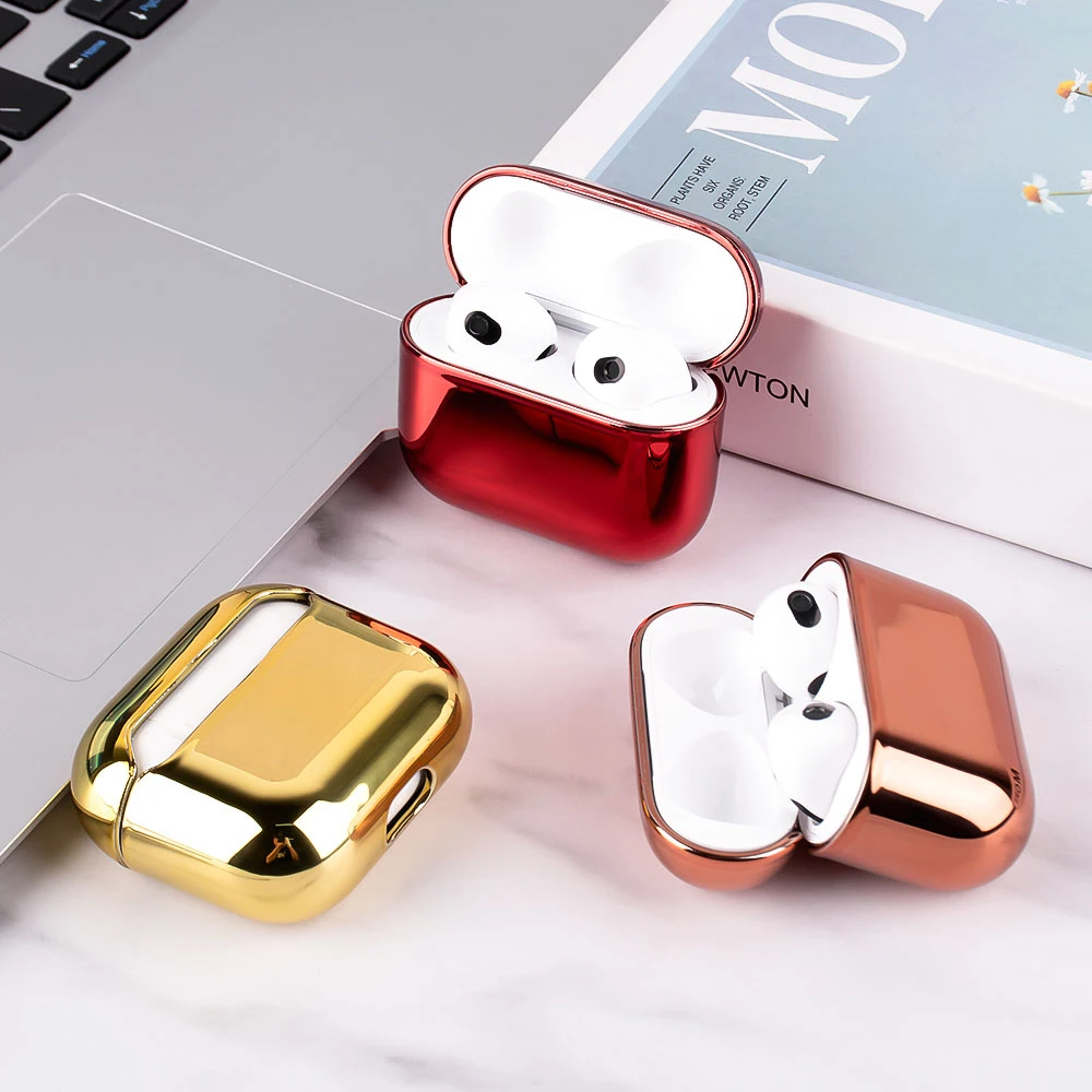 

For Airpods Pro 2 Gen 2022 2nd Case Plain Color Electroplated PC Earphone Shell Headphone Cover For Airpods 3 Case Luxury Design