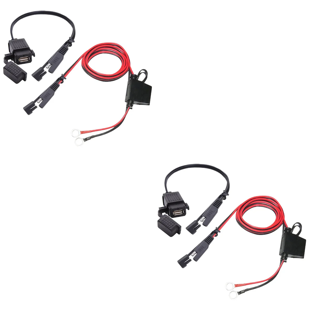 

2pcs SAE to USB Motorcycle Mobile Phone Fast Charge Use Interface(Black)