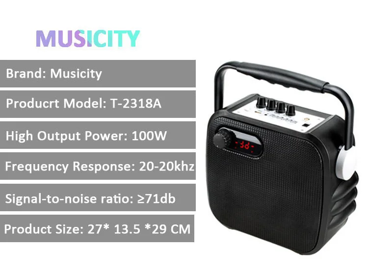 Musicity 50W Dj 10 Inch Bass Portable Outdoor Amplifier Trolley Pa System Party Karaoke Speaker | Speakers