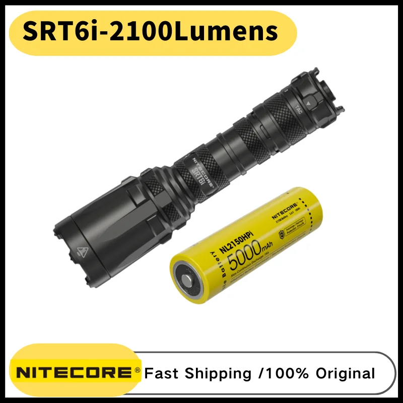 

Original NITECORE SRT6i USB-C Rechargable Flashlight 2100Lumens With NL2150Hpi Battery Tactical Troch Light