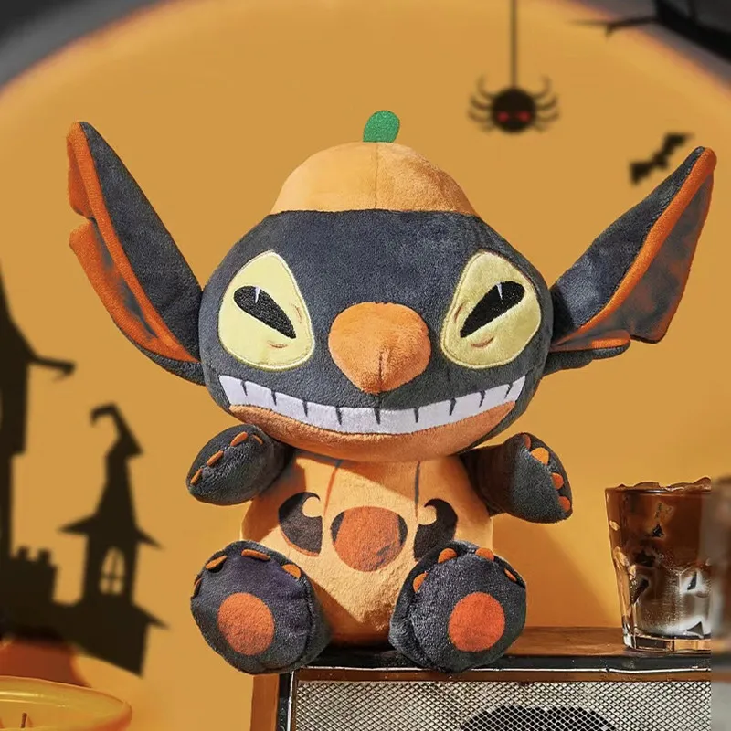 

New 2023 Disney Stitch Plush Filled Doll Desktop Decoration Halloween Pumpkin Collection Children's Birthday and New Year Gift