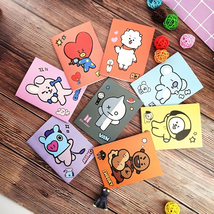 

Kawaii Bt21Baby Series блокнот, милый аниме, мультяшная книжка с изменением вручную, мини-руководство, записная книжка, дневник, праздничные подарки д...