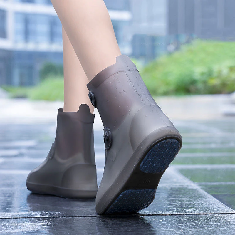 Pink PVC Rain Shoes Covers Men Women Shoe Protection High Top White Shoe Covers Reusable Women's Water Resistant Shoe Foot Cover