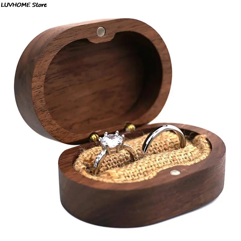 1X Wedding Ring Box for wedding ceremony Holder Wooden boxes jewelry organizer storage box Country wedding decoration (only box) images - 6