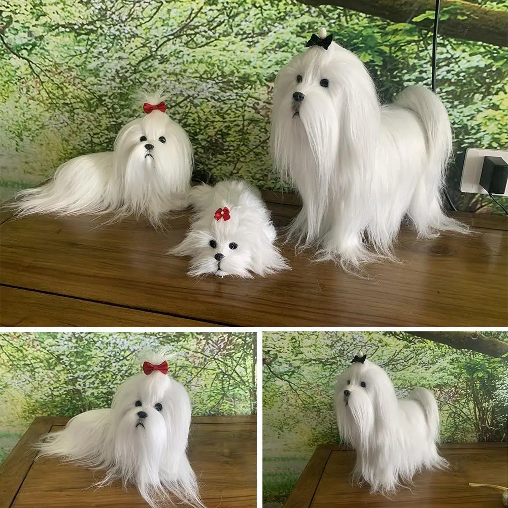 White Maltese Stuffed Dog Plush Toy Cute Simulation Pets Fluffy Baby Dolls Maltese Puppy Gifts For Children Bichon Frise Puppy