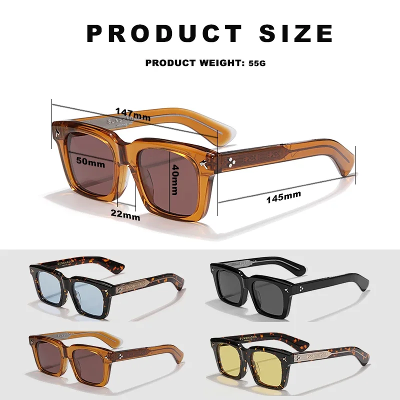 Ручная работа 2024 квадратные ацетатные винтажные солнцезащитные очки высокое