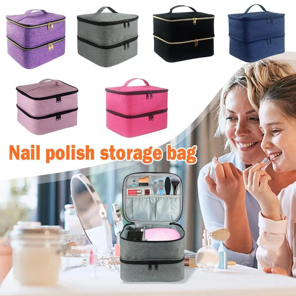 

Portable Nail Polish Storage Bag Essential Oil Case Handbag Polish Organizer Bag Cosmetic Large Storage Layer Nail Double D U1D3