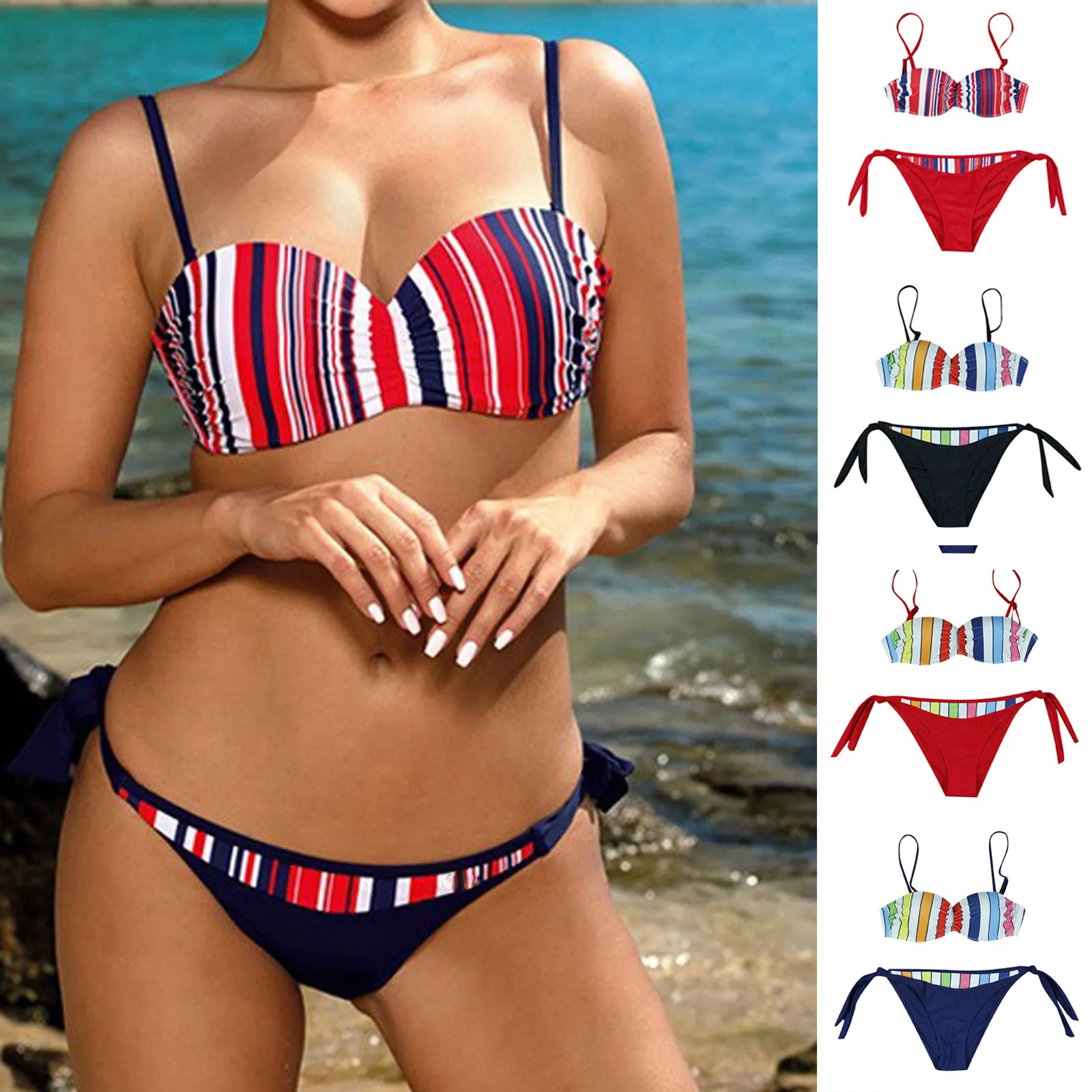 Женский комплект бикини в стиле ретро пикантный купальник на косточках с