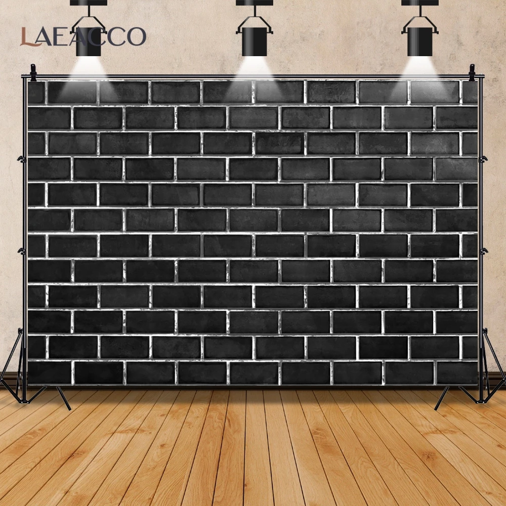 

Laeacco темная сцена черной кирпичной стены день рождения фон фотографический Баннер фотография фоны фотосессия реквизиты-украшения