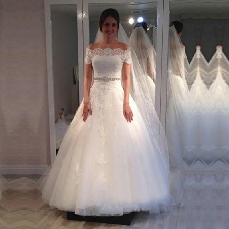 

ANGELSBRIDEP Robe De Mariee свадебные платья, белого цвета, с открытыми плечами, бальное платье, принцесса, женское свадебное платье
