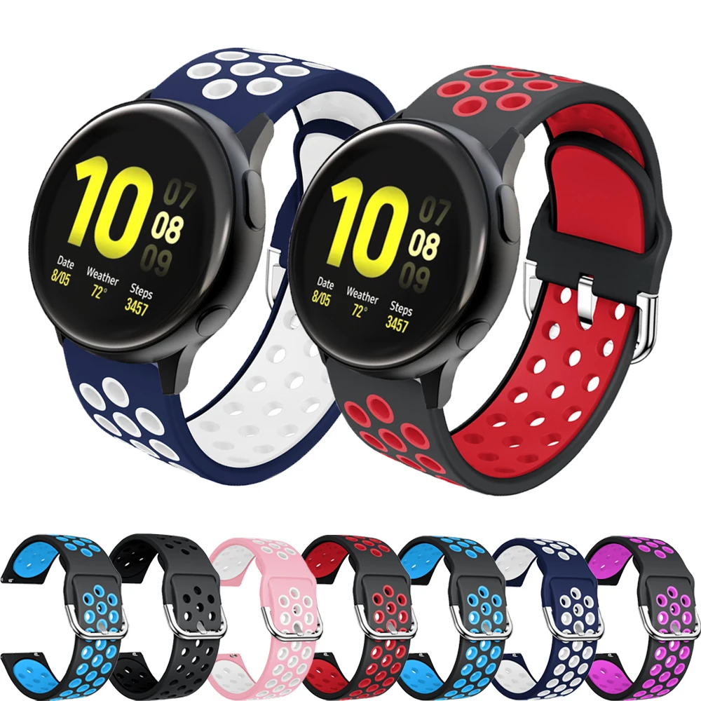 Ремешок силиконовый для Samsung Galaxy Watch 3 41 мм Active 2 Gear S2 мягкий классический браслет