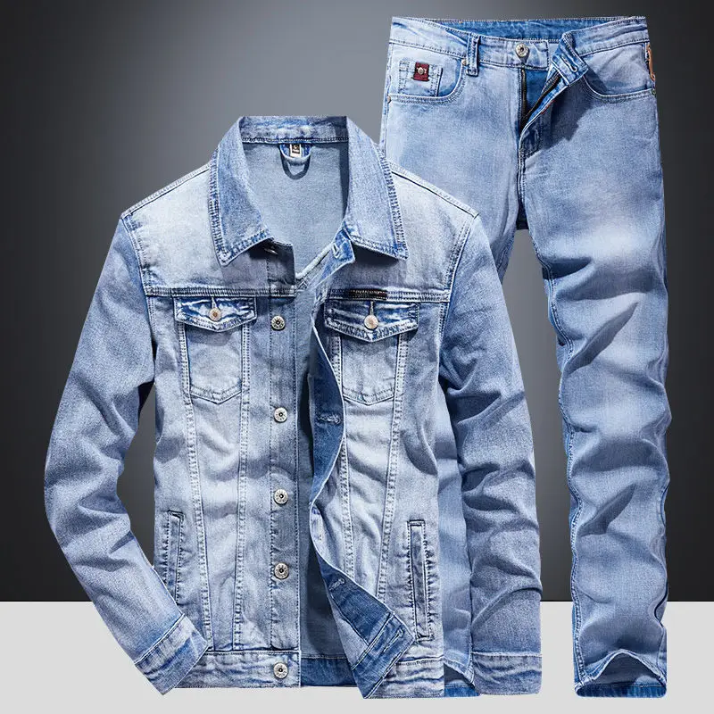 Spring and Autumn New Men's Denim Suit Youth Casual Loose Large Size Versatile Student Trend Outerwear Cool Jacket Suit