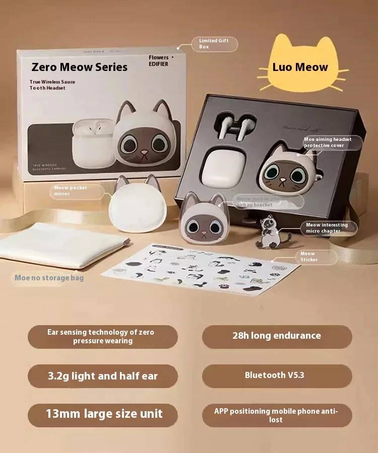 Bluetooth наушники Zero Cat беспроводные наушники-вкладыши милые Kawaii долговечные