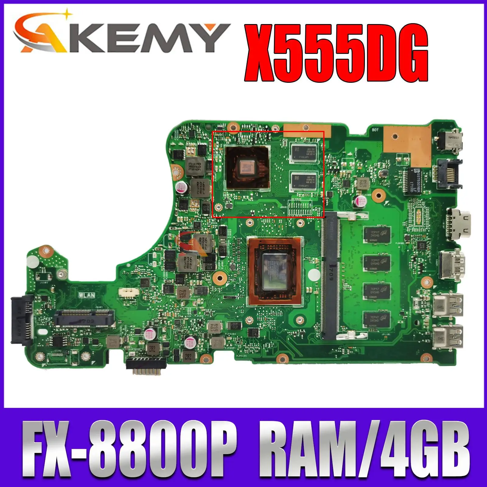 

X555DG Notebook X555YA Motherboard For ASUS X555Y X555YI X555D X555DA K555D Laptop Mainboard CPU E1 E2 A4 A6 A8 A10 A12 FX-8800P