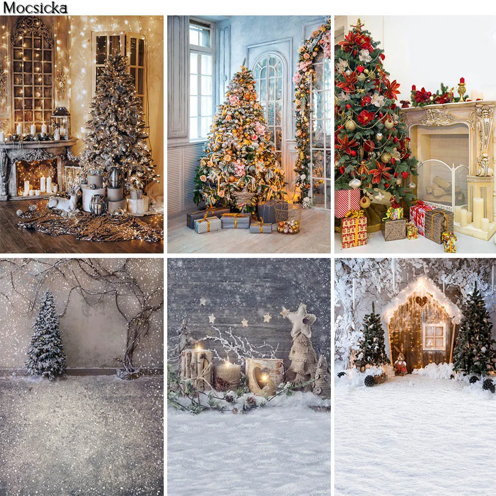 

Christmas Floor Winter Snow Photography Backdrop Xmas Tree Kids Birthday Decor Family Portrait Background Photo Studio Photocall