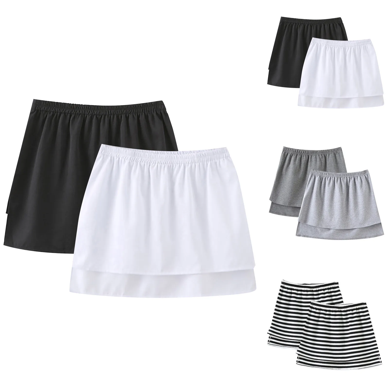 

2 Piece Unisex Shirts Adjustable Layering Fake Tops Loose Lower Sweep Half-length Elastic Waist Band False Hemline Skirts