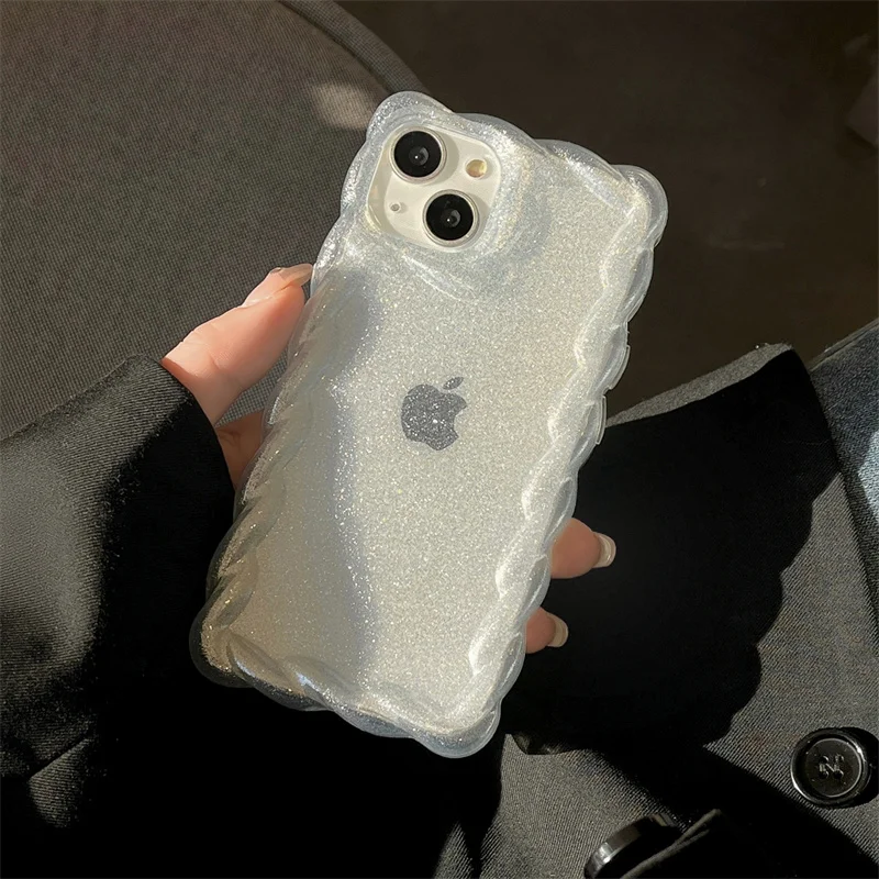 

Ins Korean Popular Glitter Cute Soft Phone Case For iphone 14 13 12 Pro Max i11 14pro 13pro Shockproof Transparent Cover Funda