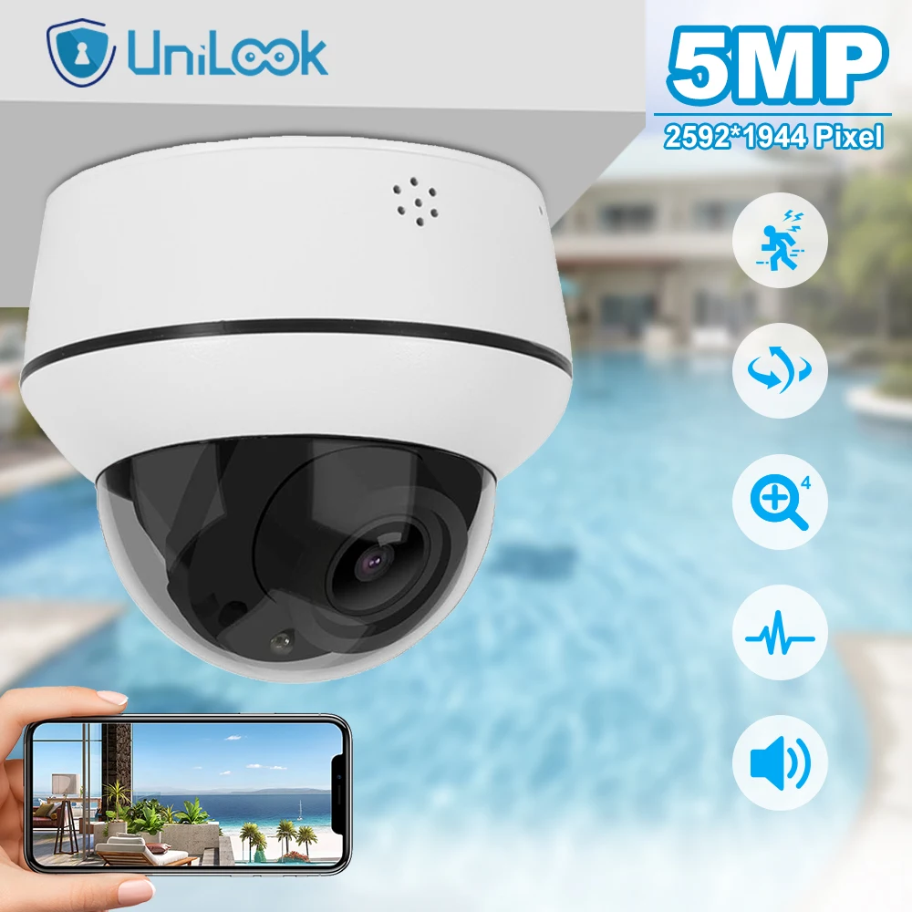

UniLook 5MP PTZ POE IP камера наружная 4X зум с микрофоном и динамиком ночное видение 30 М камера видеонаблюдения H.265 P2P вид