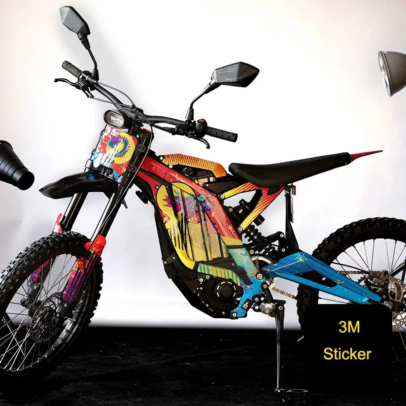 

For SUR-RON Light Bee X Off-Road Motorcycle Accessories 3MM Full Set Body Sticker Decals Chinese Dragon Blue