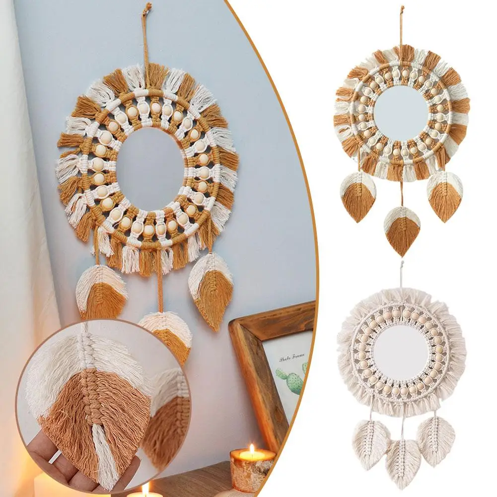 

Boho Macrame Wall Mirror Home Decor Decorative Mirrors Aesthetic Room Decor Wall Mirrors For Living Room Bathroom Decoratio C1U5