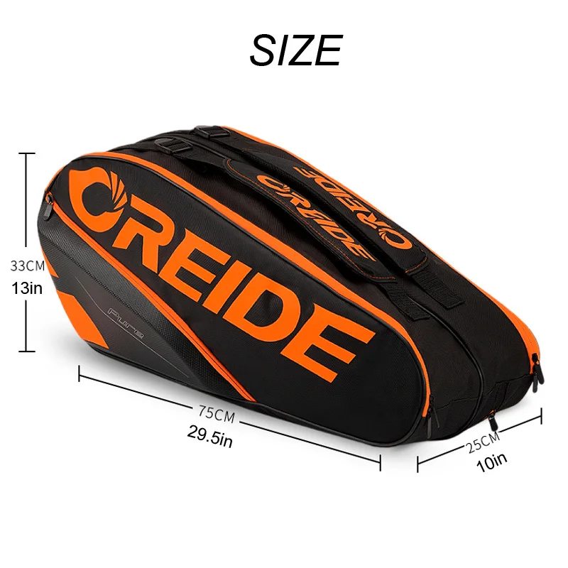 OREIDE Tennis Backpack 6-9 Pack Large Capacity Waterproof Tennis Squash Padel Racket Tennis Bag Men Women Gym Fitness Sports Bag
