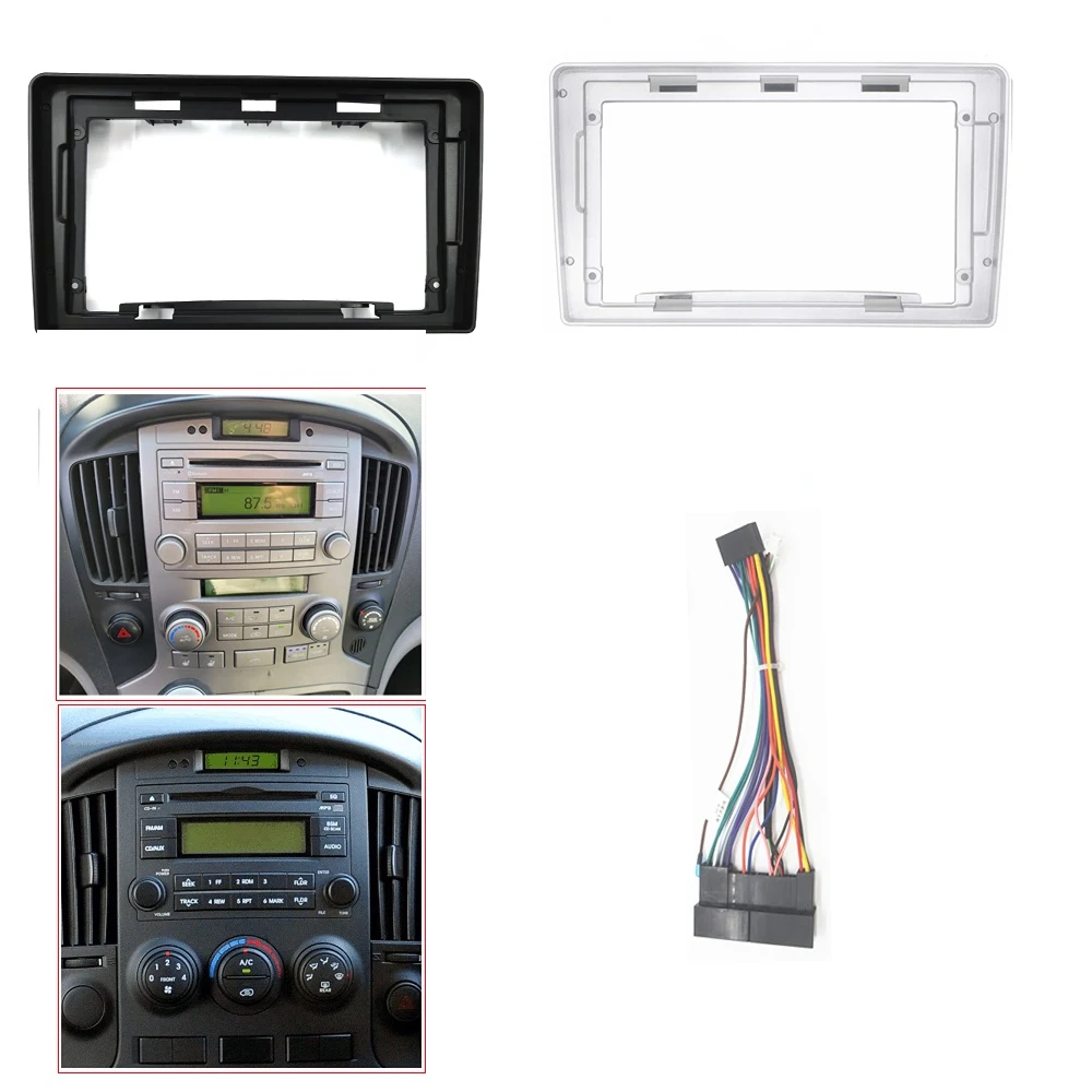 

For 11-15 HYUNDAI H1 Starex i800 iLoad iMax Auto Stereo Dashboard Refit Fascia Bezel Faceplate+Cable Android Car Radio Frame Kit