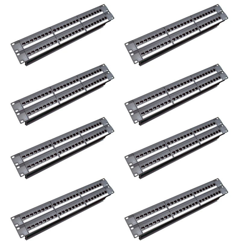

8X, 19-дюймовая 1U стойка для шкафа Проходная 24 порта CAT6 коммутационная панель RJ45 кабель-адаптер Keystone Jack модульная рамка