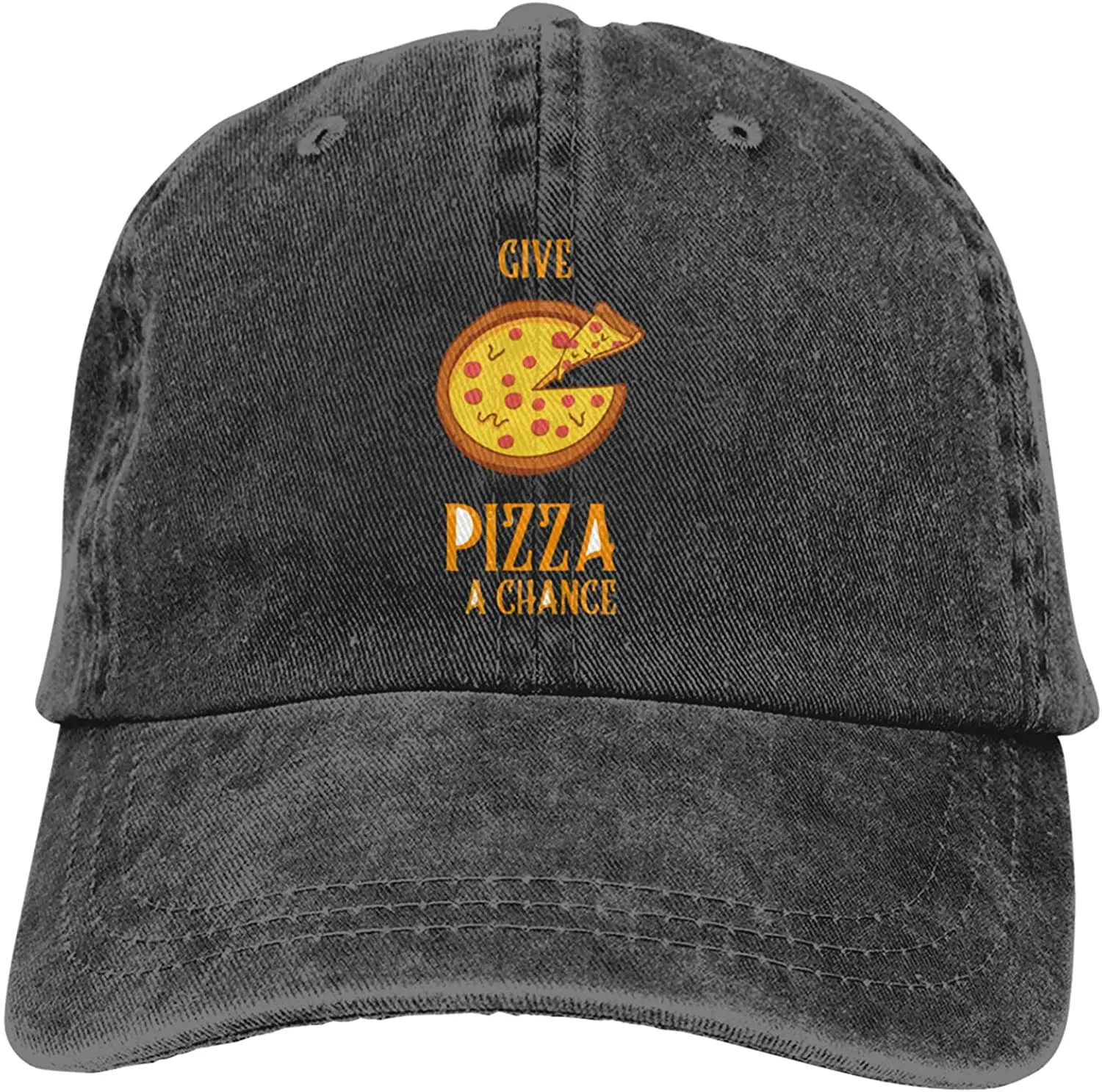 

Give Pizza A Chance Slogan Cowboy Hats Unisex Adjustable Baseball Caps Black