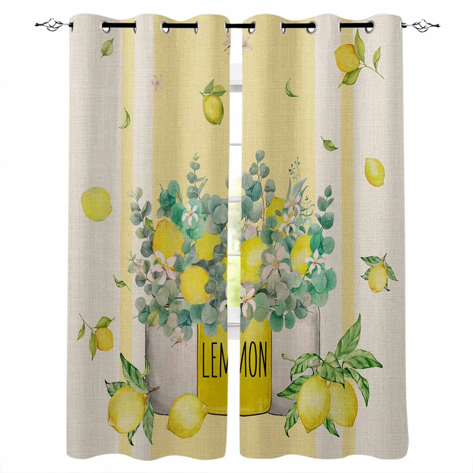 Летние акварельные лимонные оконные занавески для гостиной кухни