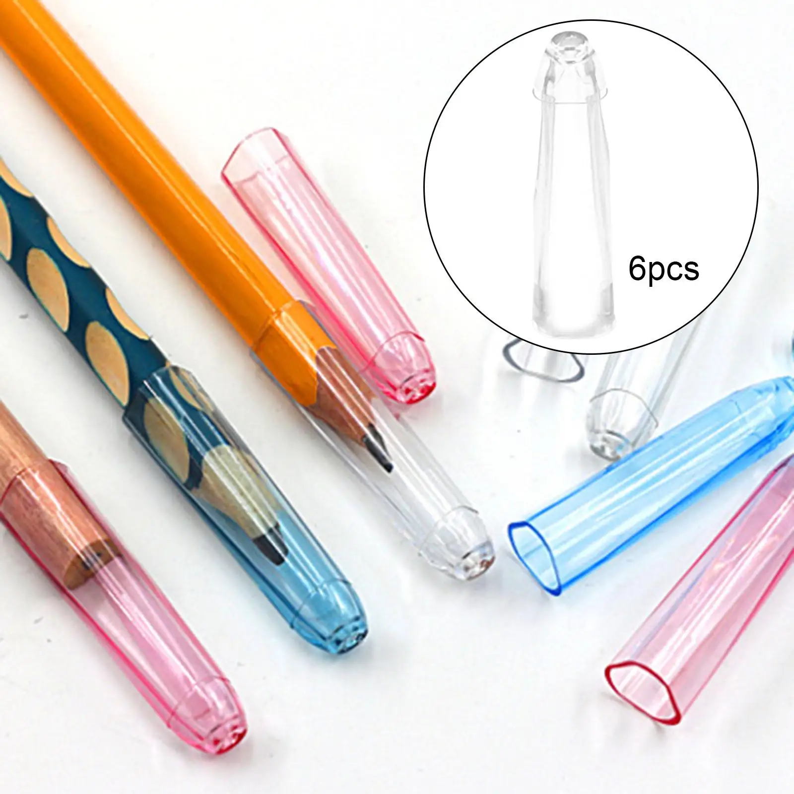 

6Pcs Pencil Tip Protector Cover Pen Case Sleeves Crayon Extension Pencil Extender Holders for Writing Artwork Colored Pencils