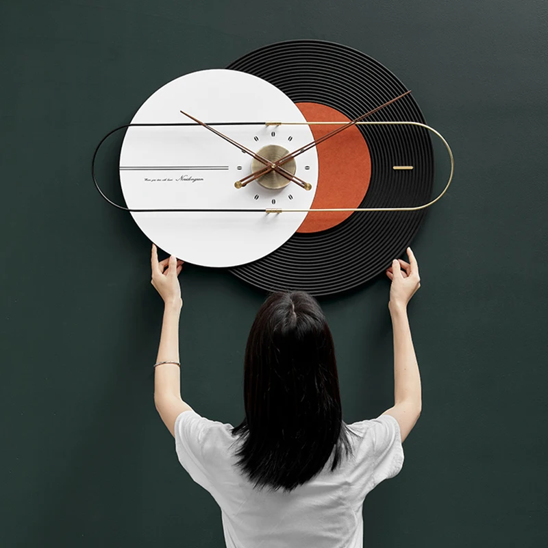 

Kitchen Large Wall Clock Art Modern Creative Wood Clocks Wall Design Metal Silent Watches Luxury Living Room Decorations Gift W