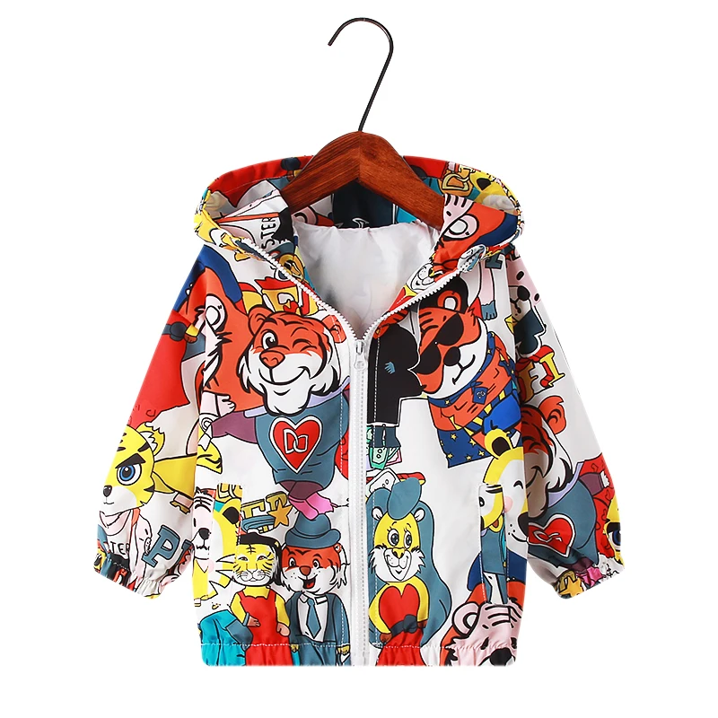 

Детская одежда для мальчиков; Куртка; Новинка 2022 года; Сезон осень; Качественная модная осенняя куртка с принтом тигра и медведя из мультфил...