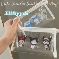 kawaii sanrios stationery bag cute kuromi my melody cinnamoroll cartoon anime diy sticker stationery bag toys for children gift