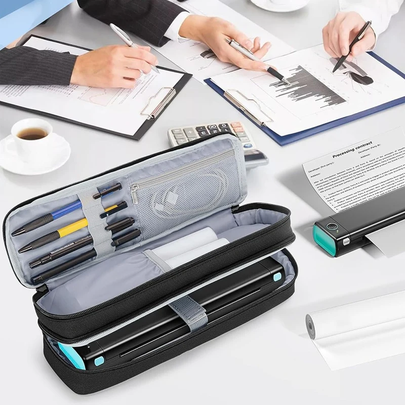 Portable Printer Case For Phomemo M08F Itari M832 JADENS Aixiqee MUNBYN Double-Layers Mobile Storage Bag