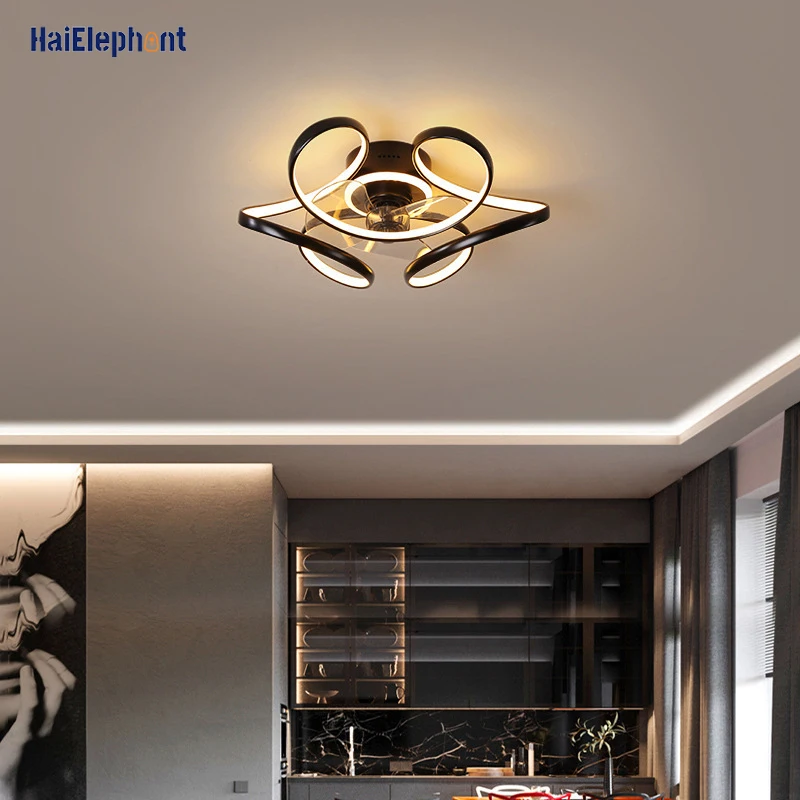 Современный светодиодный потолочный вентилятор освещение для кабинета столовой