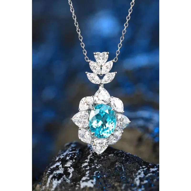 Ожерелье Ruihe с кулоном женское из серебра 925 пробы овальной формы 4 64 карата