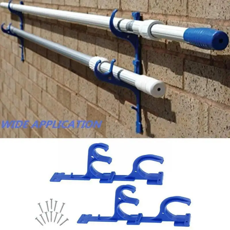 

Pool Pole Hanger Leaf Rakes Vacuum Hose With Screw Brushes Garden Tools Plastic Skimmers Multi Outdoor Purpose Blue Holder X6J4