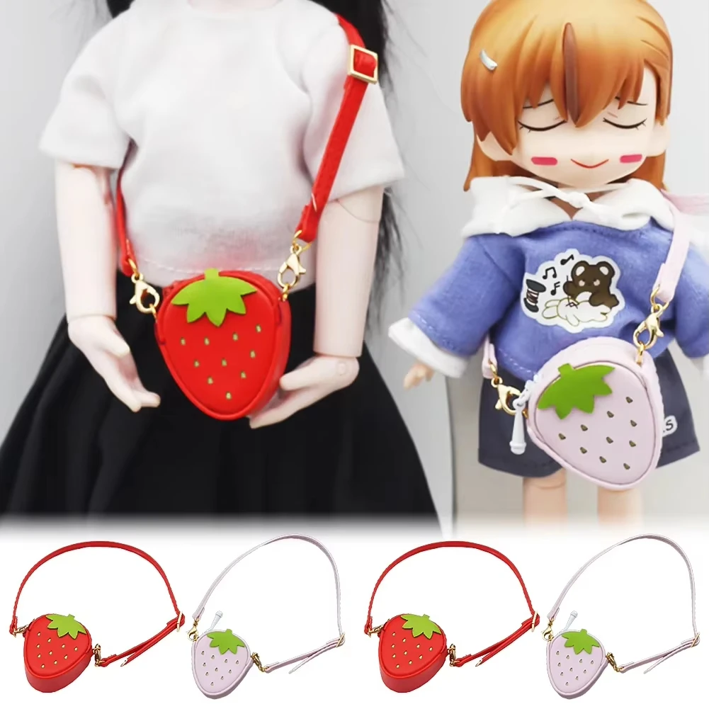 Фото Для 17 см Labubu Macaron Blythes плюшевая кукла и BJD милая мини-сумка для куклы клубники из искусственной кожи сумка через плечо аксессуары для кукольного наряда №4